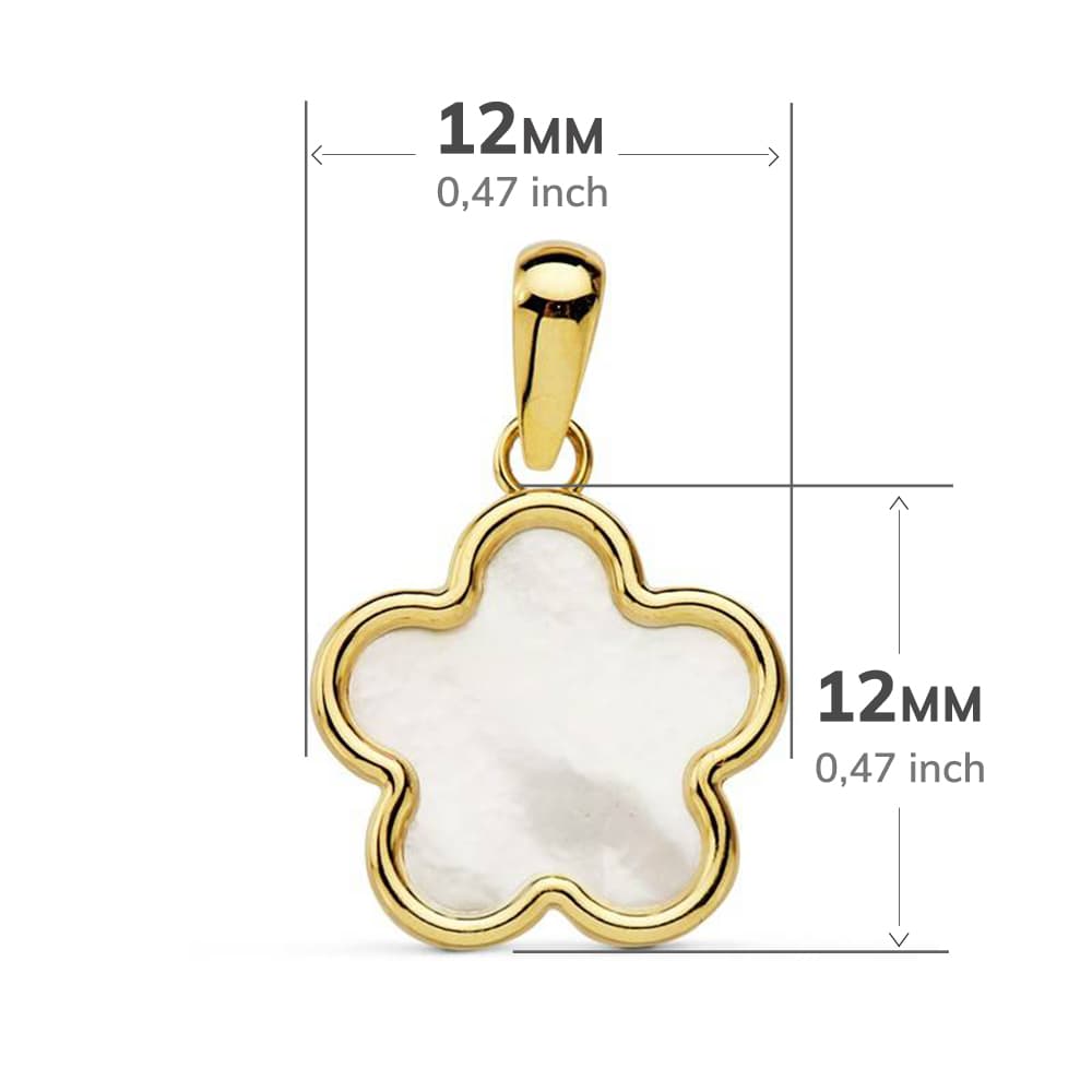 18K COLGANTE ORO AMARILLO FLOR NACAR 12X12 MM