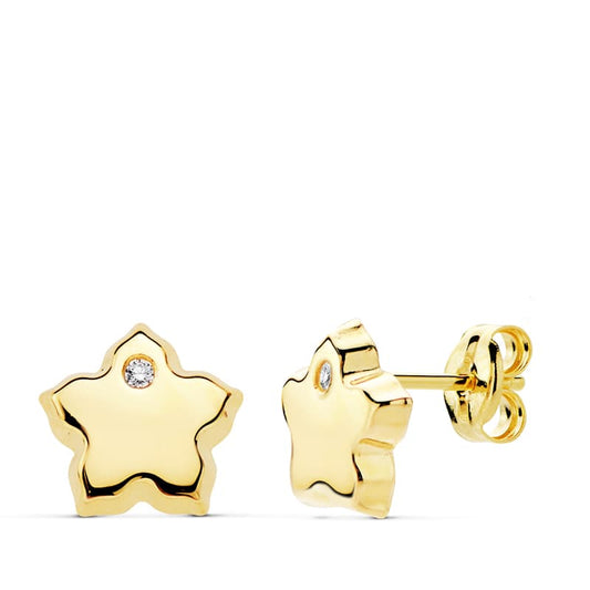 Pendientes Flor Circonita 7 x 7 mm de oro amarillo 18K