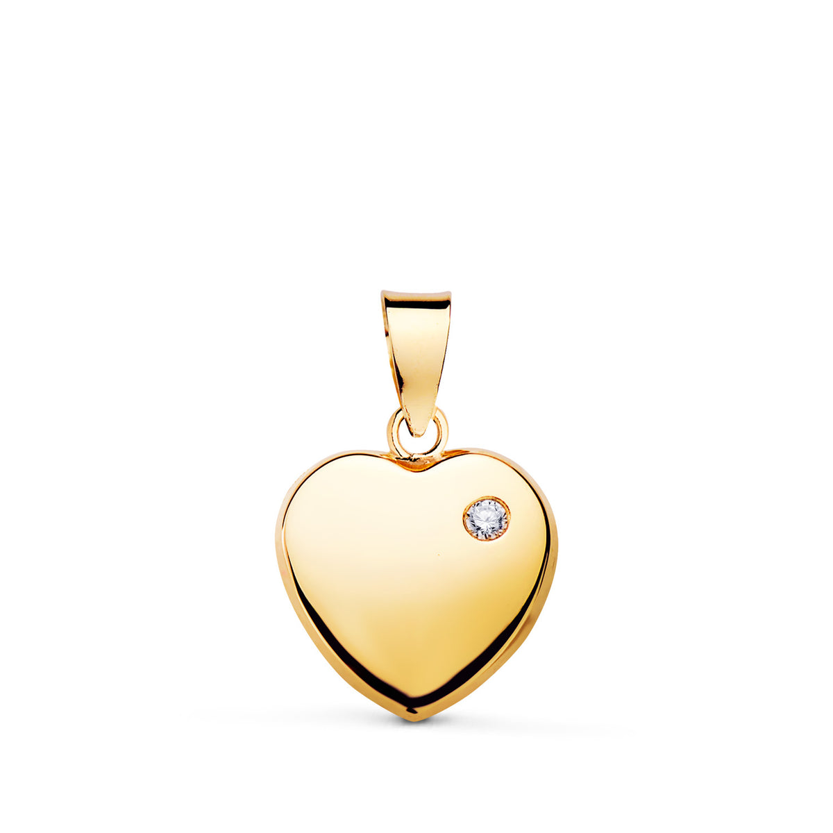 Colgante Corazon Brillo con Circonita. Medida: 11 x 10 mm C. Amor de oro amarillo 18K