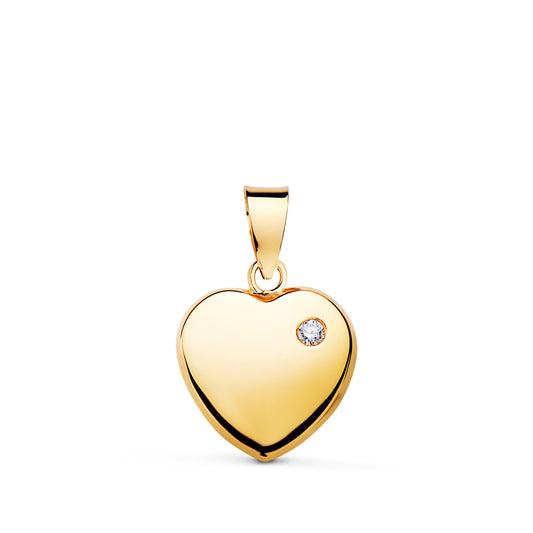 Colgante Corazon Brillo con Circonita. Medida: 11 x 10 mm C. Amor de oro amarillo 18K