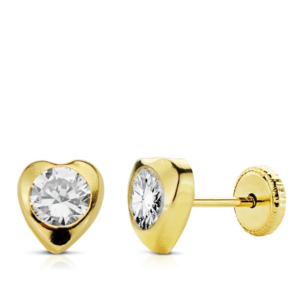 Pendientes Corazon Circonita 7 x 7 mm. 9K