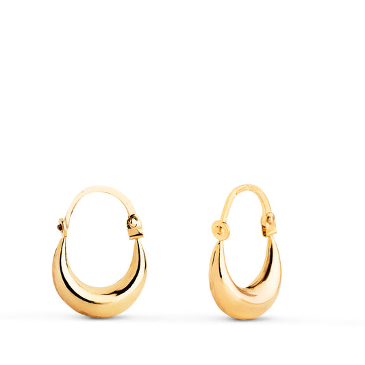 Pendientes Aros Morcilla Huecos. Medida: 15 x 11 mm Cierre Gancho. Grosor: 4 mm de oro amarillo 18K