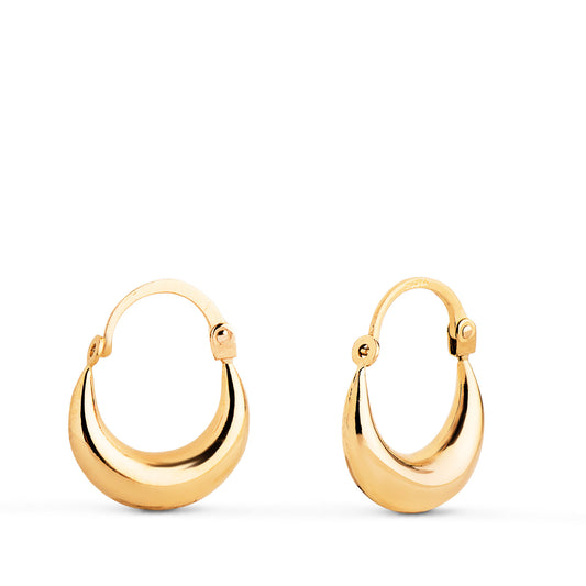 Pendientes Aros Morcilla Huecos. Medida: 17 x 13 mm Cierre Gancho. Grosor: 4 mm de oro amarillo 18K