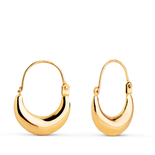 Pendientes Aros Morcilla Huecos. Medida: 19 x 15 mm. Cierre Gancho. Grosor: 3,5 mm de oro amarillo 18K