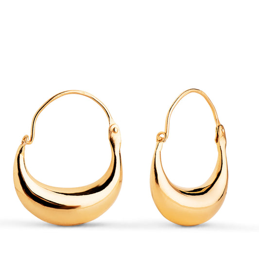 Pendientes Aros Morcilla Huecos. Medida: 21 x 17 mm Cierre Gancho. Grosor: 5 mm de oro amarillo 18K