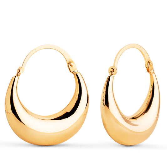 Pendientes Aros Morcilla Huecos. Medida: 24 x 21 mm Cierre Gancho. Grosor: 6 mm de oro amarillo 18K