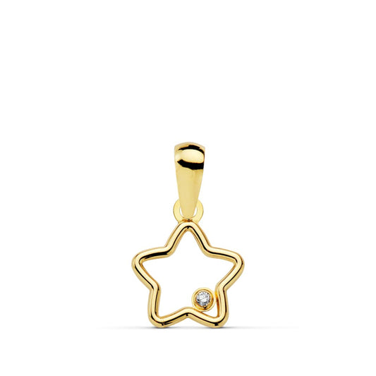 18K COLGANTE ORO AMARILLO AMULETO ESTRELLA CIRCONITA 9X9 MM