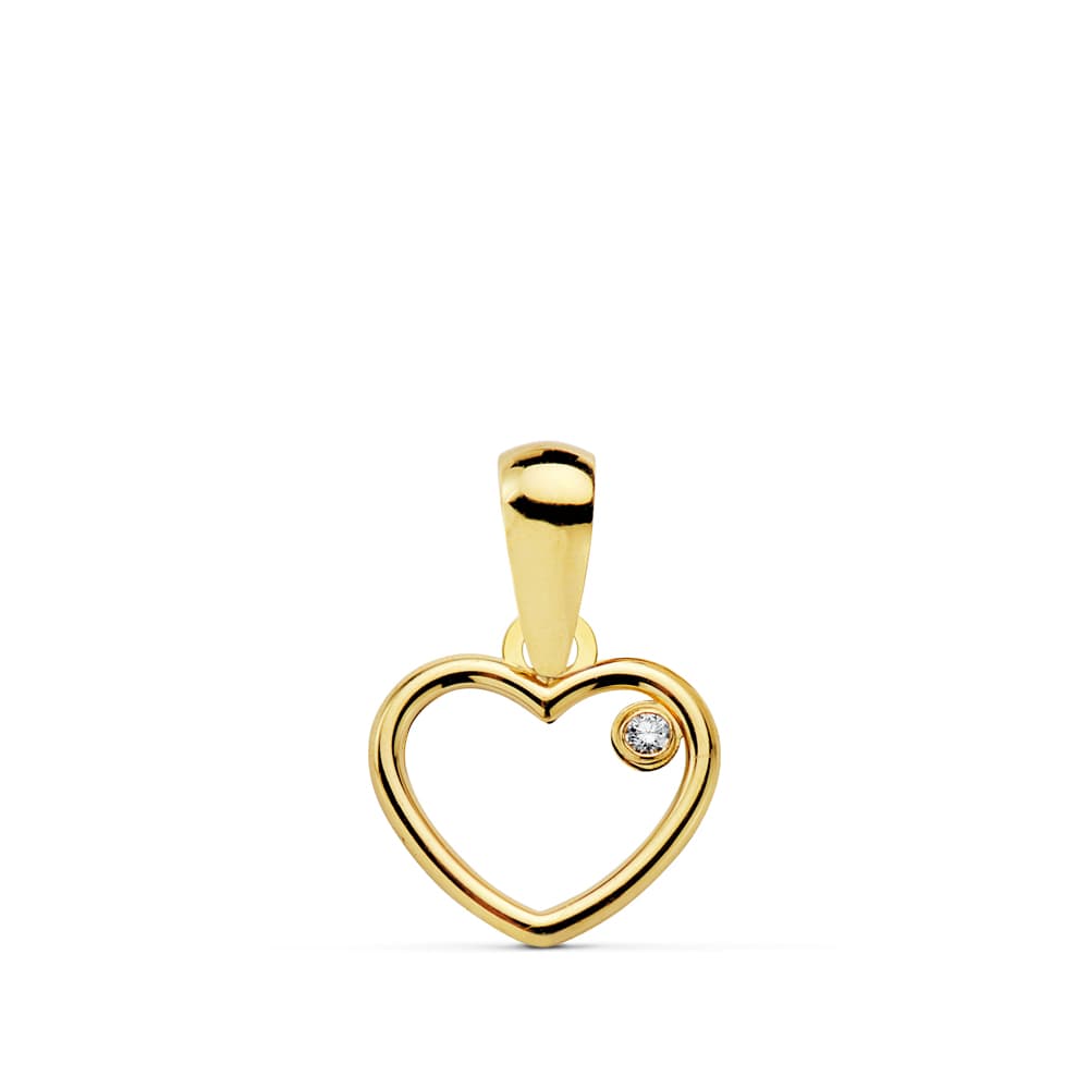 18K COLGANTE ORO AMARILLO CORAZON CIRCONITA 9X8 MM C. AMOR