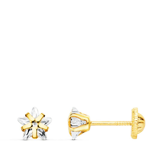 Pendientes Circonita Estrella 5 x 5 mm Cierre Tuerca de oro amarillo 18K