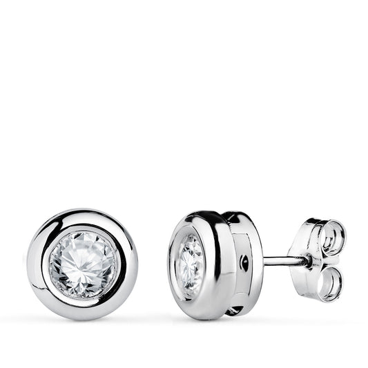 Pendientes Diamantes Laboratorio 5 mm 0,650 Qts Vs2-g. Medida: 8 x 8 mm.cierre presión de oro blanco 18K
