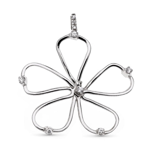 18K COLGANTE ORO BLANCO FLOR 35X38 MM