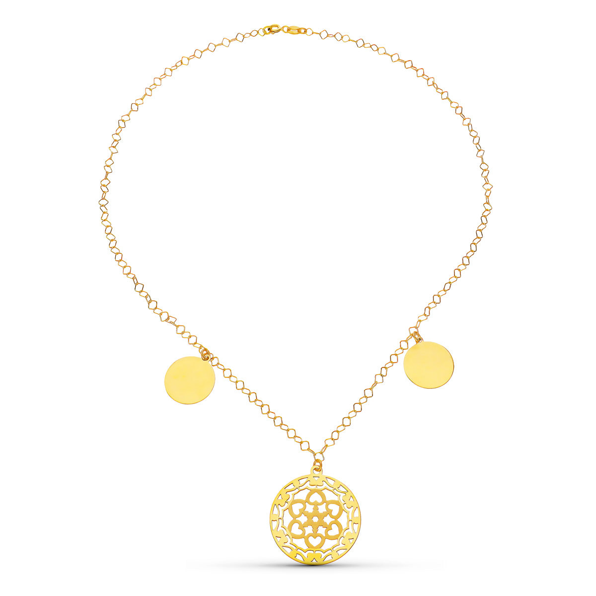 Gargantilla Circulos Mate Brillo de oro amarillo 18K
