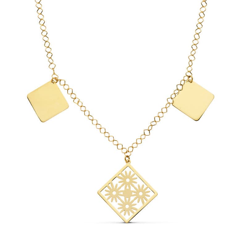 Collar Rombos 44 cm de oro amarillo 18K