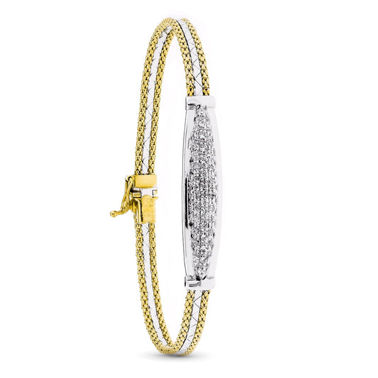 Pulsera Bicolor Semirigida con Circonitas 18K