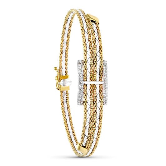 Pulsera Bicolor Rectangulo. 18K
