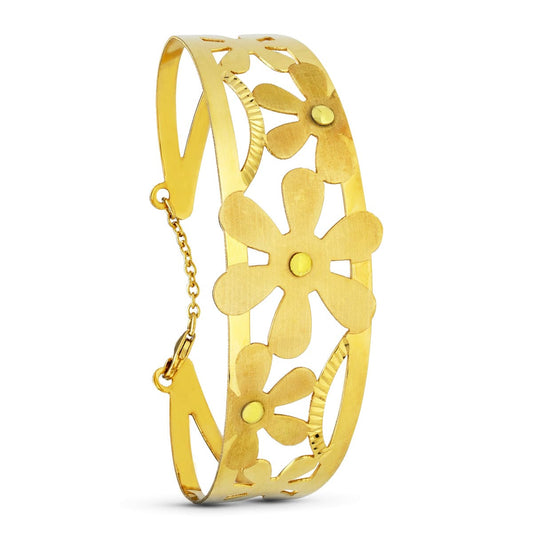 Pulsera Flores Laser de oro amarillo 18K
