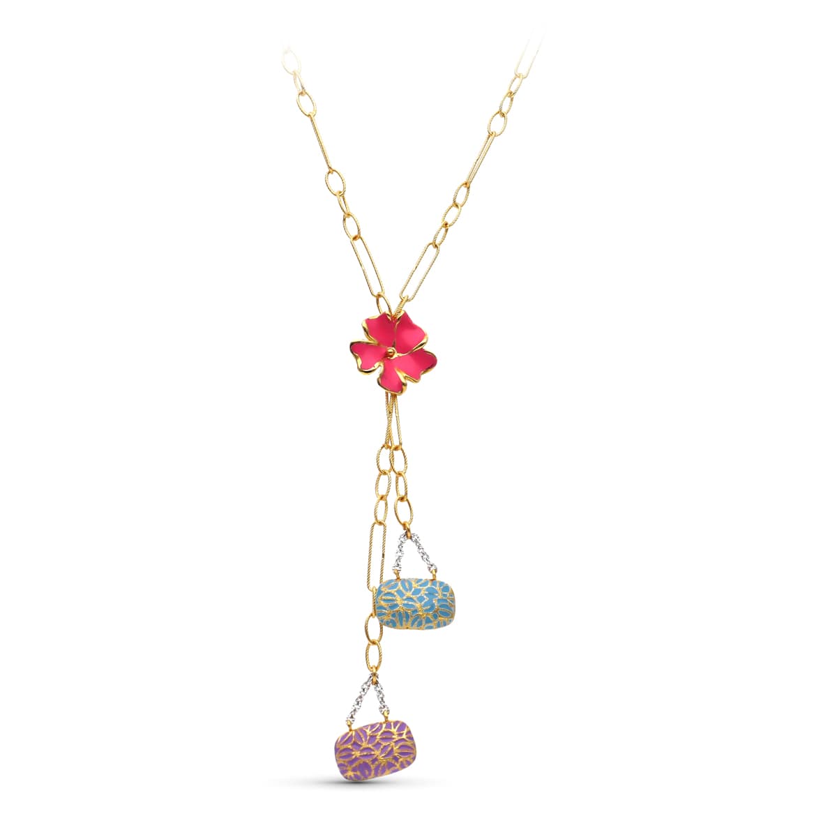 18K GARGANTILLA ORO AMARILLO MOTIVOS ESMALTE COLOR