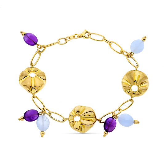 Pulsera Eslabones con Motivos. Ancho 16 mm Largo 19 cm de oro amarillo 18K