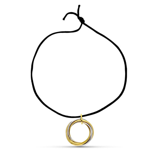 Colgante Bicolor Aros Entrelazados 18K