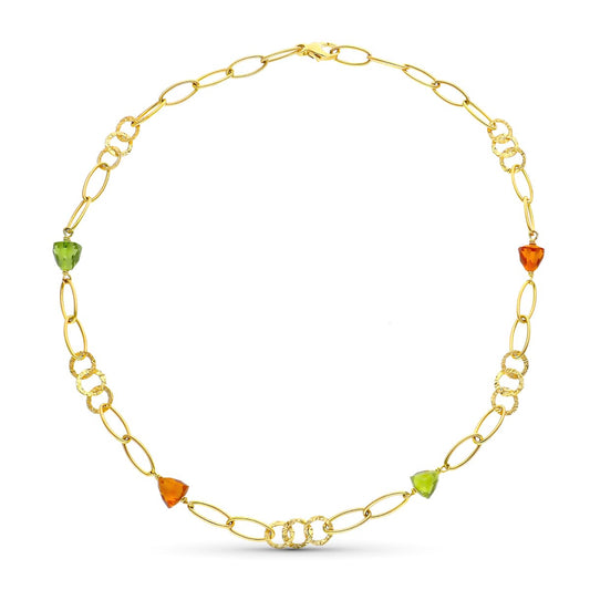 18K GARGANTILLA ORO AMARILLO PIEDRAS COLOR