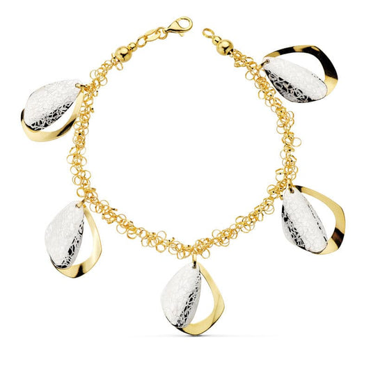 Pulsera Bicolor Fetiches 19 cm 18K