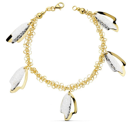 Pulsera Bicolor Fetiches 19 cm 18K