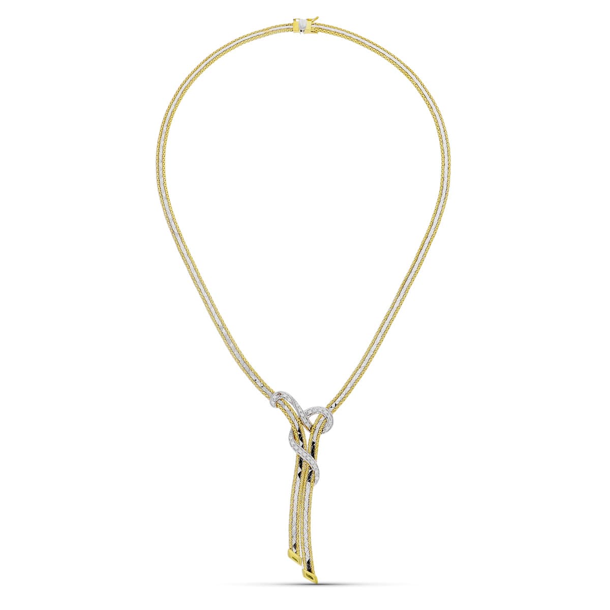 18K GARGANTILLA ORO BICOLOR LAZO Y CIRCONITAS