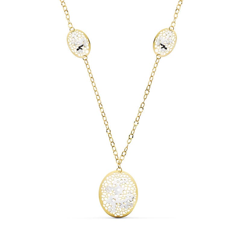 18K GARGANTILLA BICOLOR FLORES 45CM