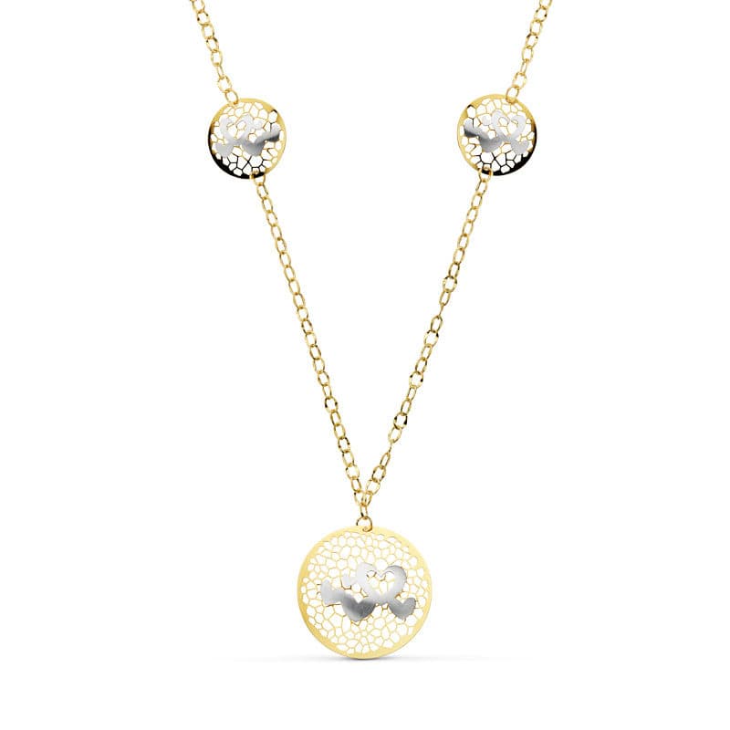 18K GARGANTILLA BICOLOR CORAZONES 45CM