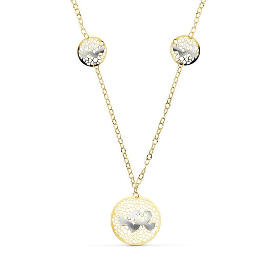 18K GARGANTILLA BICOLOR CORAZONES 45CM