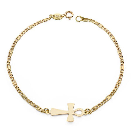 Pulsera Cruz de la Vida 19 cm de oro amarillo 18K