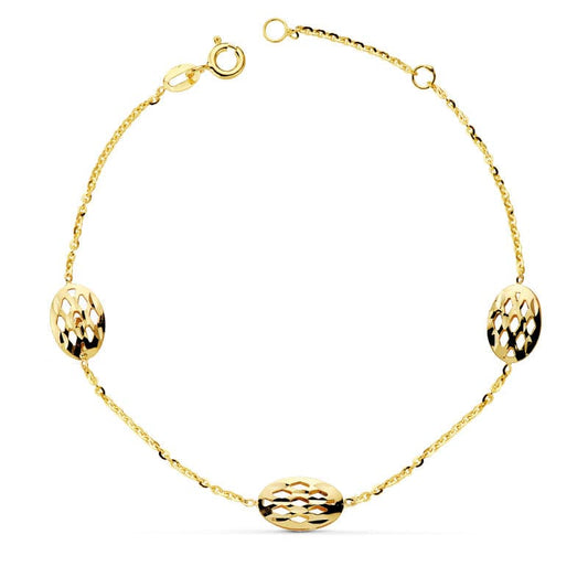 Pulsera Ovales Calados 19,5 cm de oro amarillo 18K