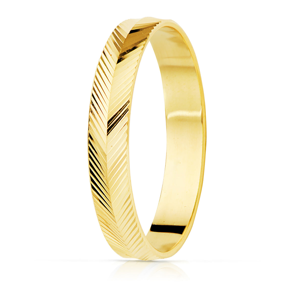 Alianza Tallado Espiga Brillo 3,5 mm de oro amarillo 18K