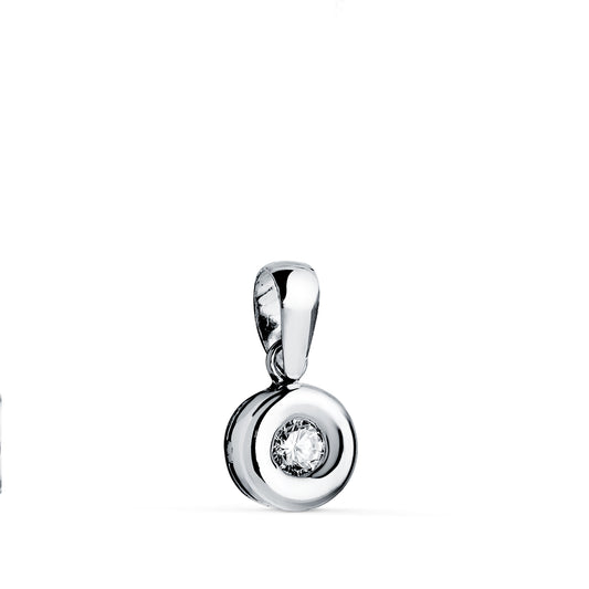 18K COLGANTE ORO BLANCO CHATON 6,5MM DIAMANTE LABORATORIO TALLA BRILLANTE 2,90 MM 0,100 QTS. G-VS2.