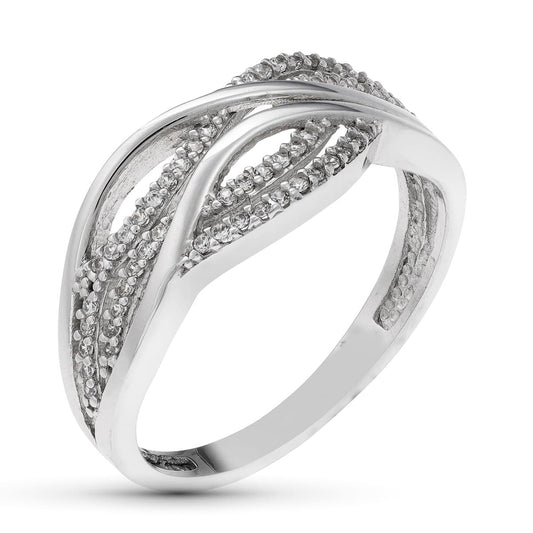 18K SORTIJA ORO BLANCO CON CIRCONITAS. ANCHO: 8 MM