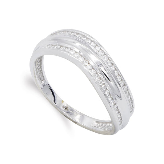 18K SORTIJA ORO BLANCO CON CIRCONITAS. ANCHO: 6 MM