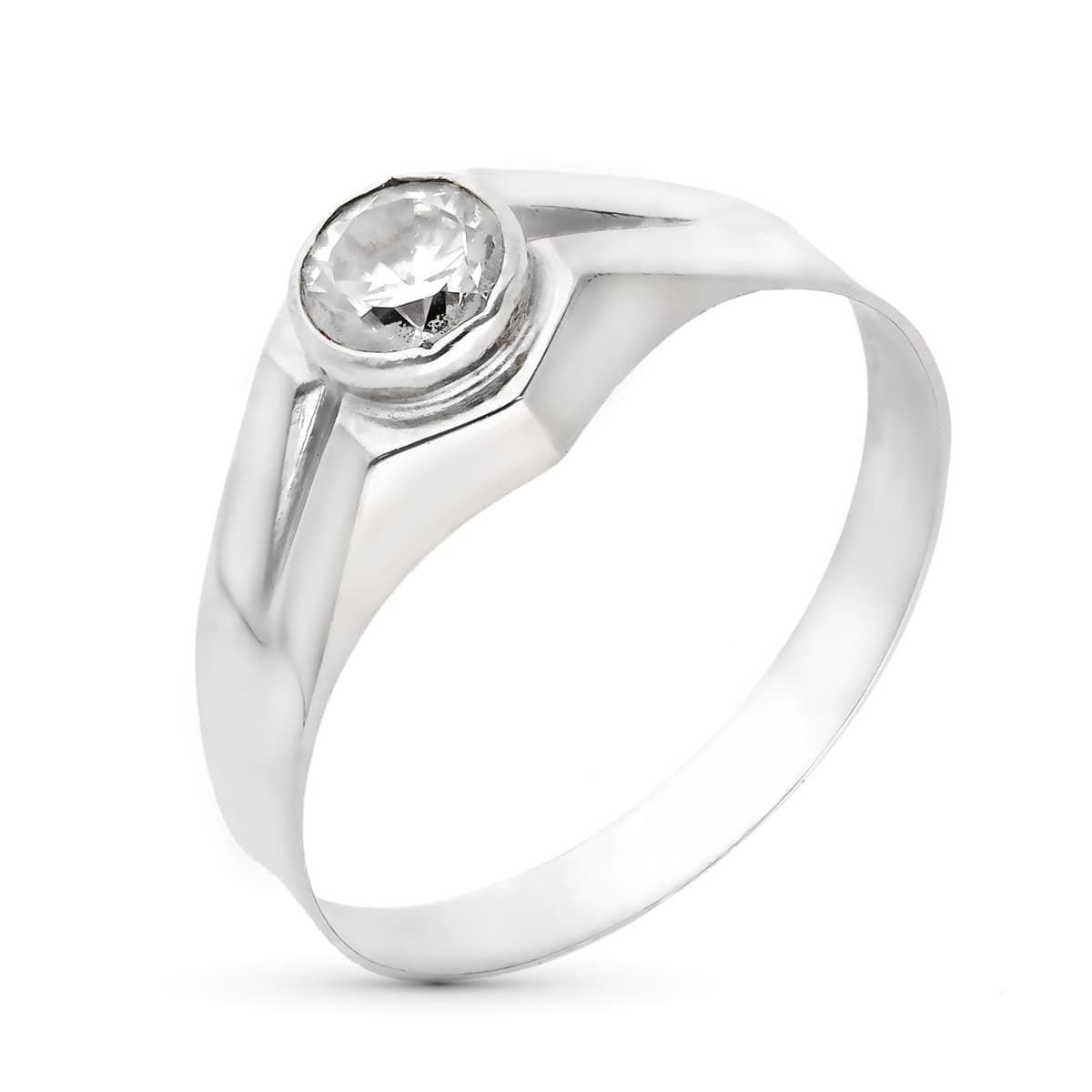 18K SOLITARIO ORO BLANCO HUECO CON CIRCONITA 5 MM. ANCHO: 8 MM