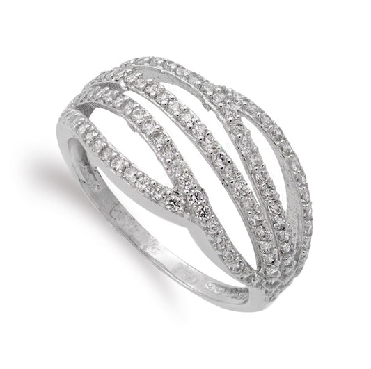 18K SORTIJA ORO BLANCO CON CIRCONITAS. ANCHO: 10,5 MM
