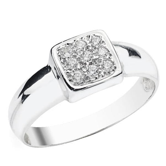 18K SORTIJA ORO BLANCO MACIZA CON CIRCONITA 7 MM