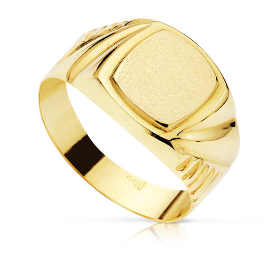 Sello Cadete Hueco Tallado Zona Grabado 8 x 7 mm de oro amarillo 18K