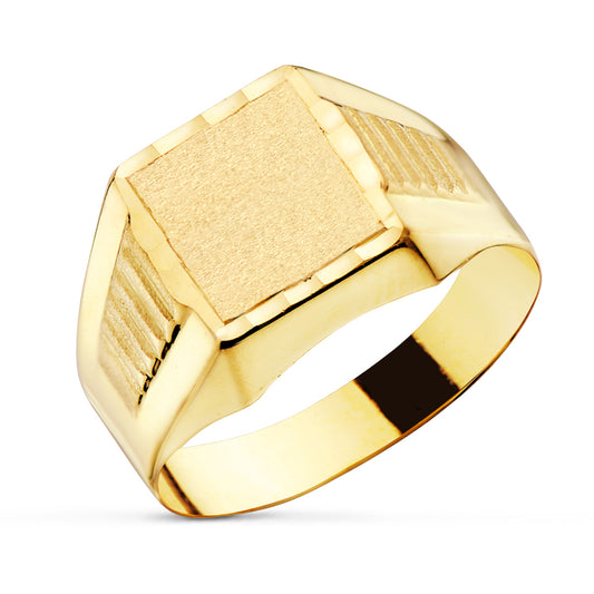Sello Cadete Hueco Tallado Zona Grabado 7 x 7 mm de oro amarillo 18K