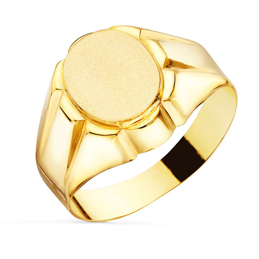 Sello Caballero Hueco Oval Lateral Brillo. Zona Grabado: 11 x 9 mm de oro amarillo 18K