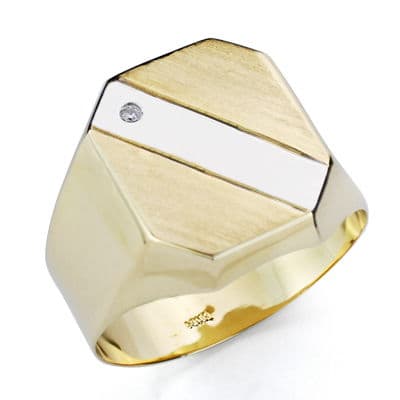 Sello Banda Blanco con Circonita Hueco. Medida: 17 x 13,5 mm de oro amarillo 9K