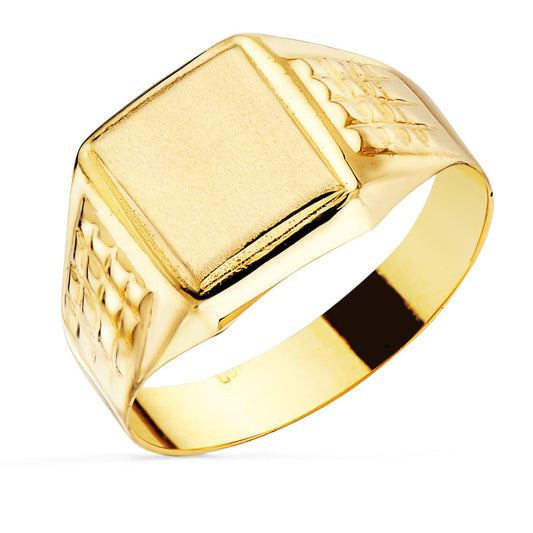 Sello Caballero Hueco Lateral Brillo. Zona Grabado: 10 x 9 mm de oro amarillo 18K