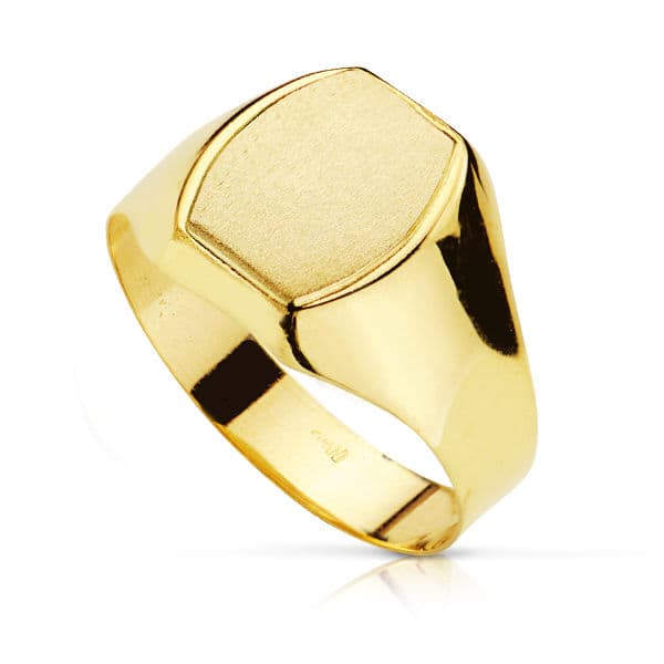 18K SELLO ORO AMARILLO CABALLERO HUECO CABEZA TONEL. ZONA GRABADO: 10X9 MM