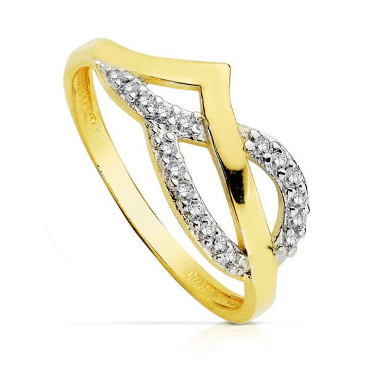 18K SORTIJA ORO BICOLOR CIRCONITA ANCHO: 8 MM