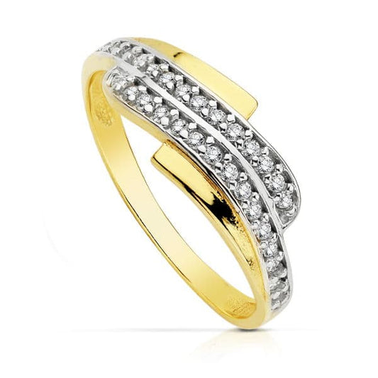 18K SORTIJA ORO BICOLOR CON CIRCONITAS. ANCHO: 7,5 MM