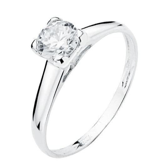 18K SOLITARIO ORO BLANCO CIRCONITA 6 MM