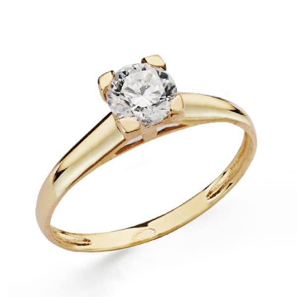 Solitario Circonita 6 mm de oro amarillo 18K