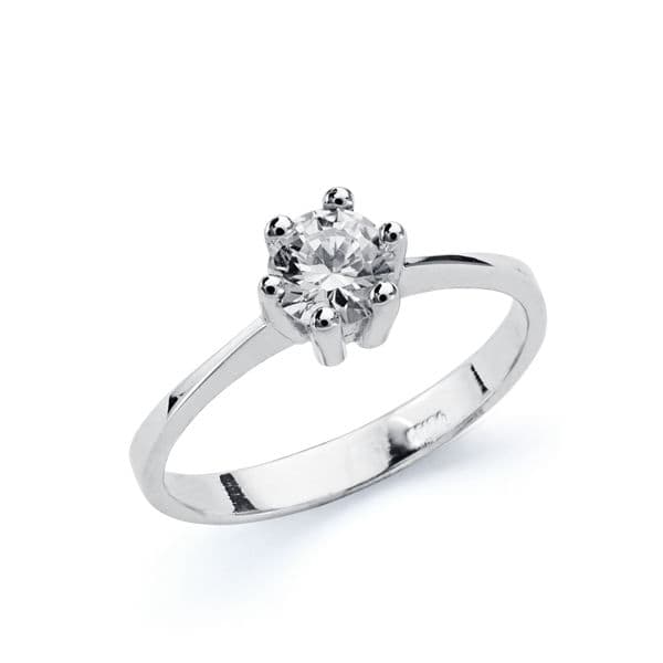 18K SOLITARIO ORO BLANCO CIRCONITA 4.5 MM